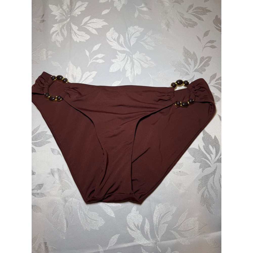 Becca by Rebecca Virtue Brown Beaded Ring Bikini Bottom Size Small